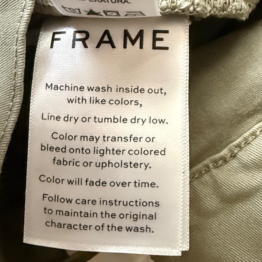 Frame Denim Khaki Green Pants with Coral and White Ribbon Accents - Picture 8 of 10
